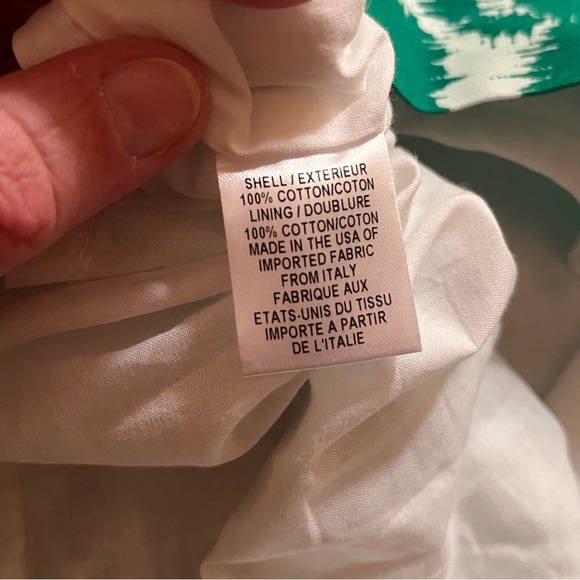 Milly Sarah Dropped Waist Belted Dress in White & Green - Picture 9 of 10